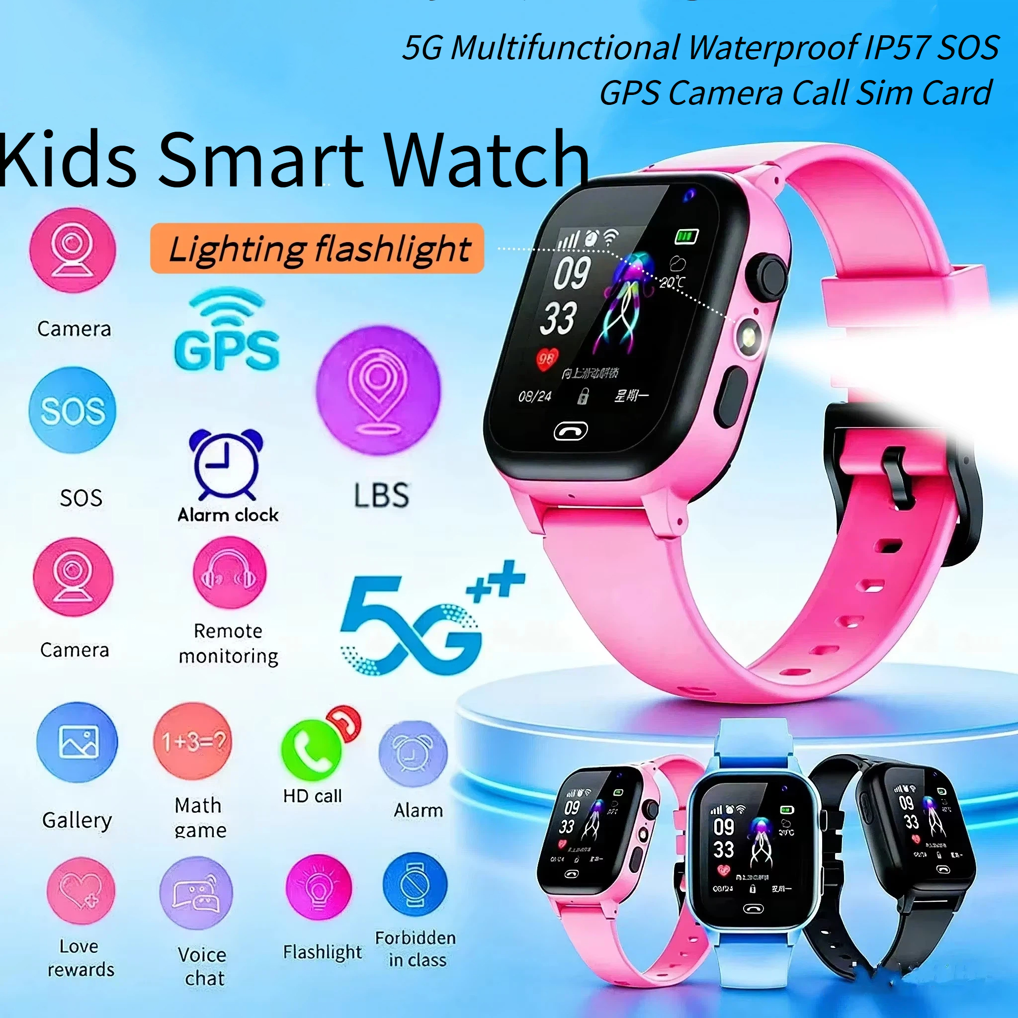 Lenovo Kids Smart Watch 5G GPS - Smartwatch Watches For Kid Boy With Alarm บทวิจารณ์และราคา