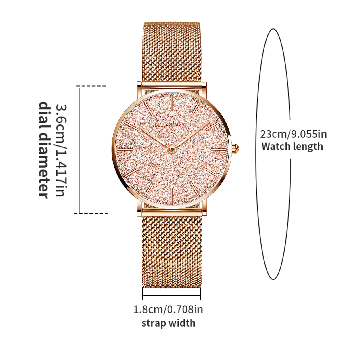Hannah Martin Luxury Women's W - Mesh Stainless Strap บทวิจารณ์และราคา
