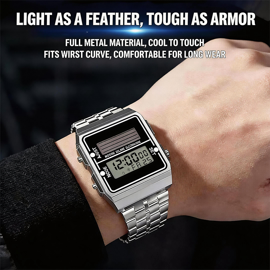 Retro Silver Metal Square Sola - Solar Powered Watch บทวิจารณ์และราคา