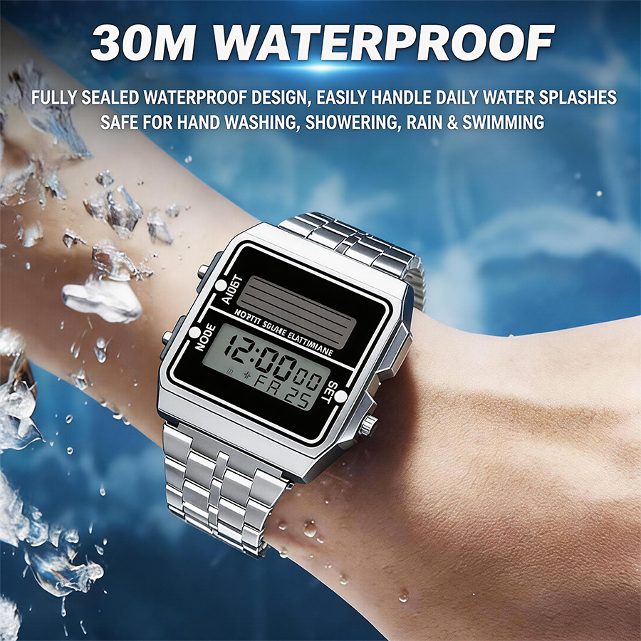 Retro Silver Metal Square Sola - Solar Powered Watch บทวิจารณ์และราคา