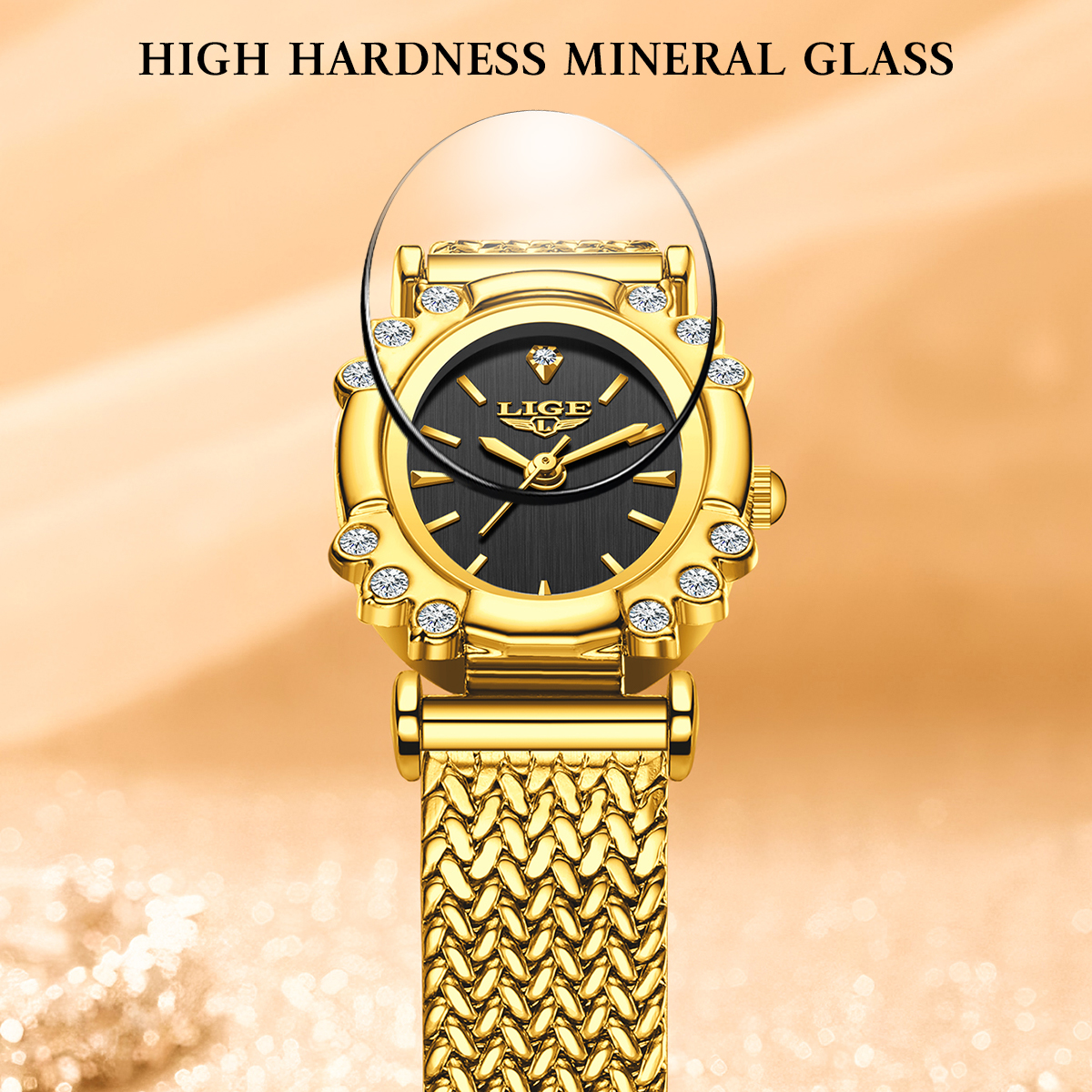 LIGE Elegant Quartz Watches fo - Mesh Stainless Strap บทวิจารณ์และราคา