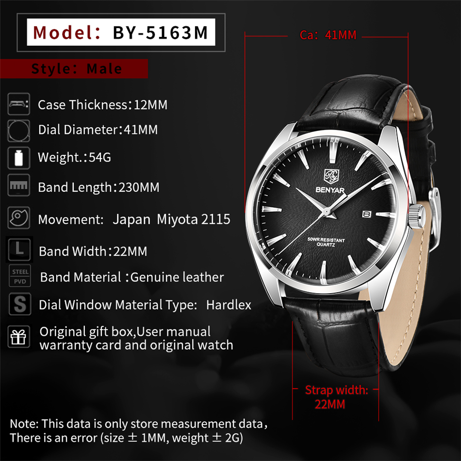 Benyar 5163 Top Brand Luxury M - Smartwatch Watches For Men Brands บทวิจารณ์และราคา