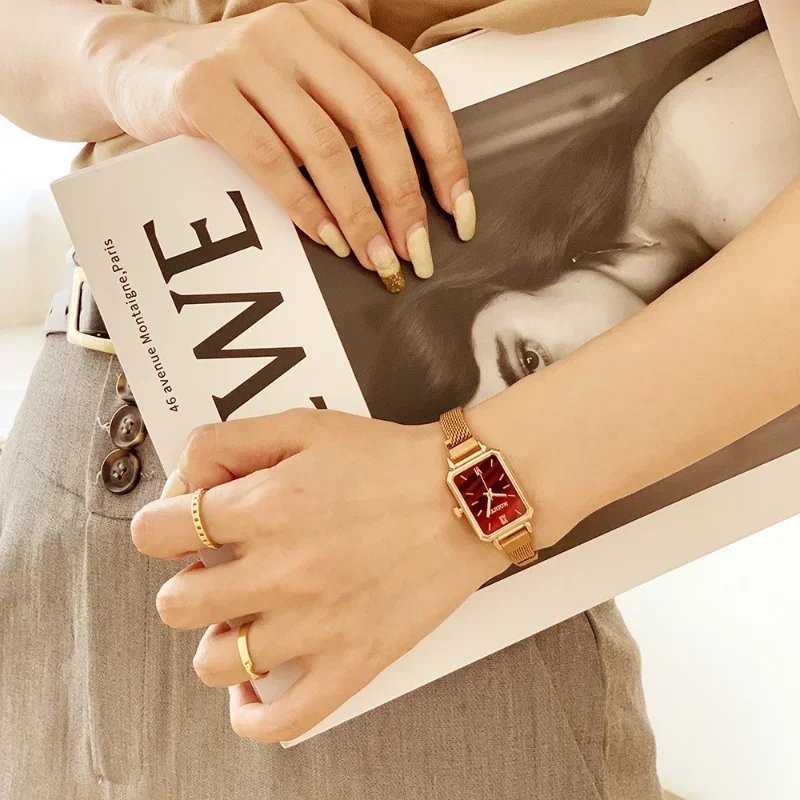 Women Watches Fashion Square L - Mesh Stainless Strap บทวิจารณ์และราคา