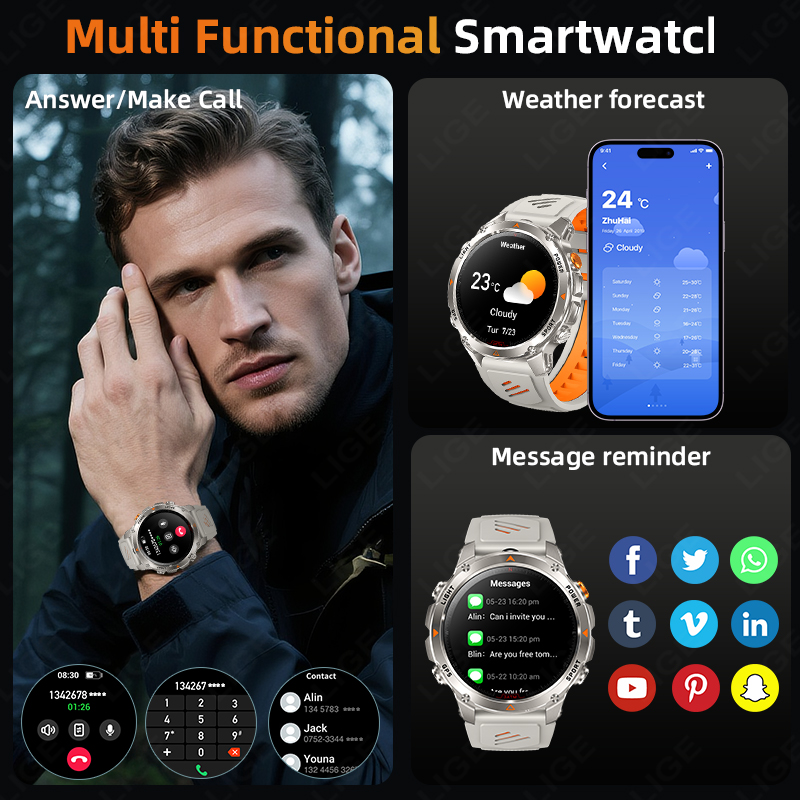 LIGE Rugged GPS Track Smart Wa - Watch Smartwatch บทวิจารณ์และราคา