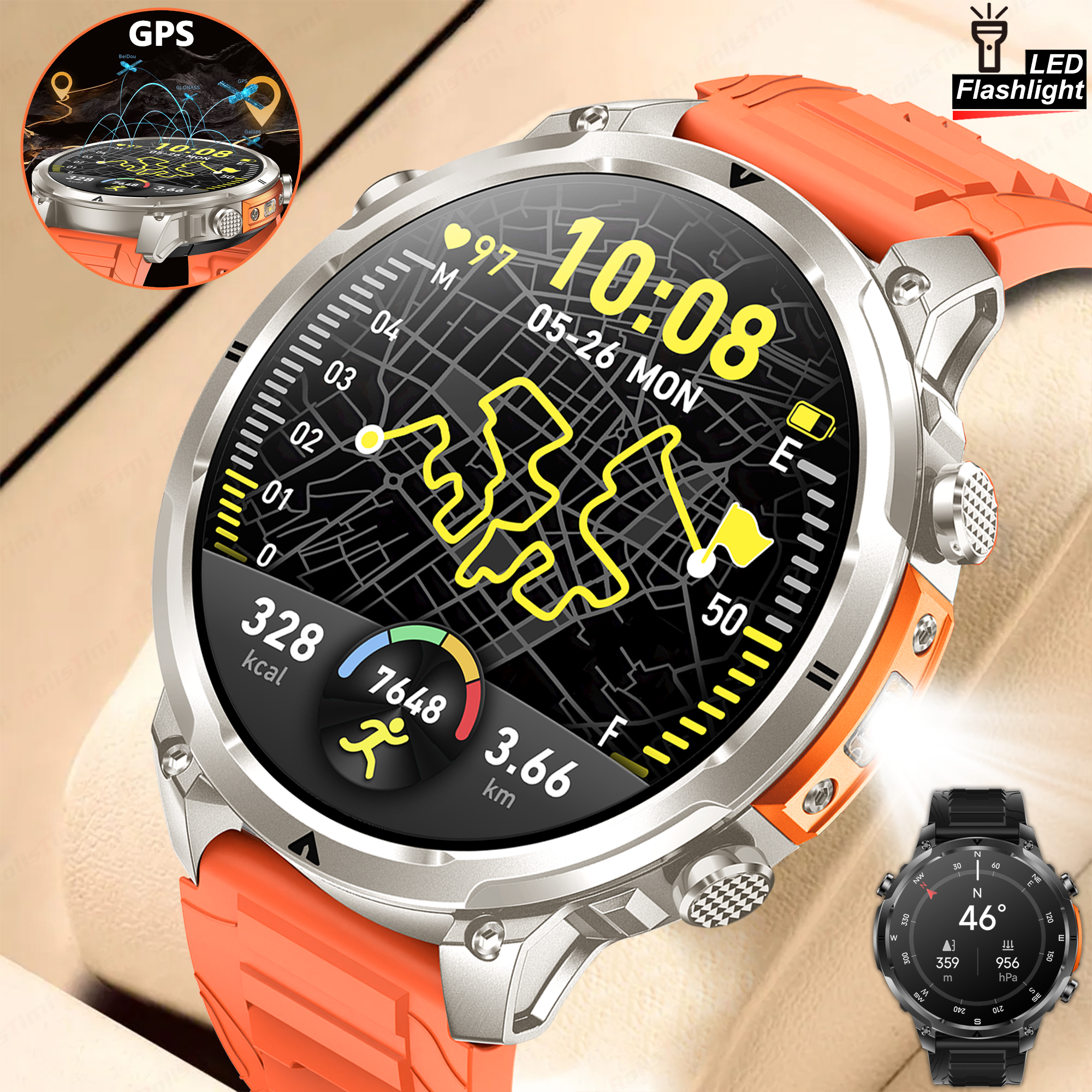 Outdoor GPS Sports Smart Watch - Smartwatch Watches With Bluetooth บทวิจารณ์และราคา