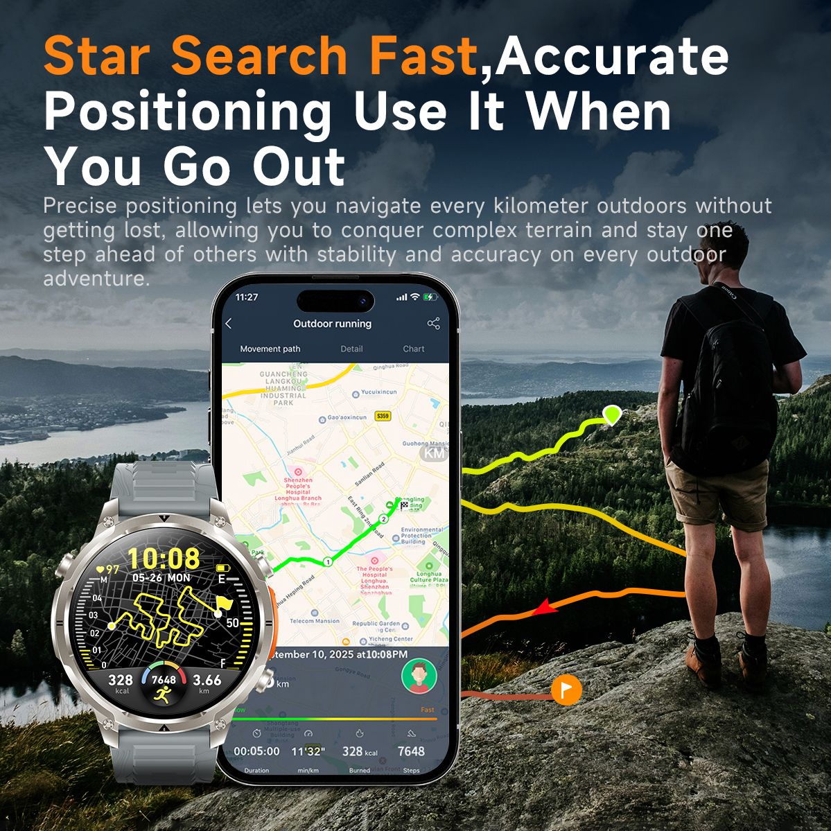 Outdoor GPS Sports Smart Watch - Smartwatch Watches With Bluetooth บทวิจารณ์และราคา
