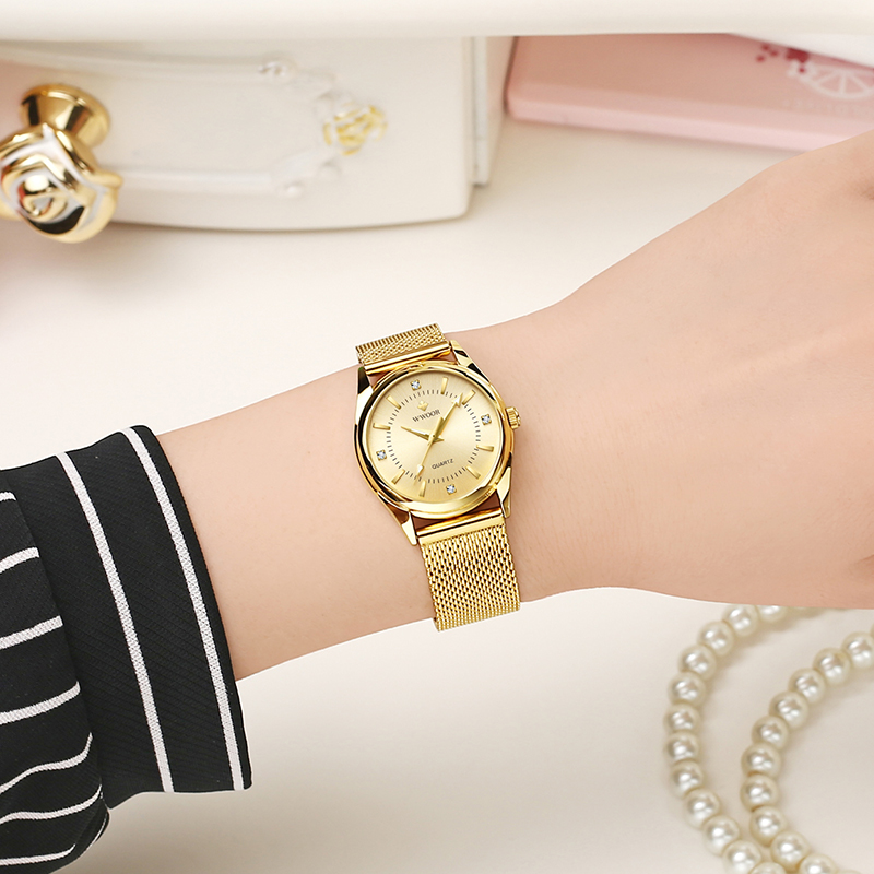 WWOOR Luxury Brand Dress Gold  - Mesh Stainless Strap บทวิจารณ์และราคา