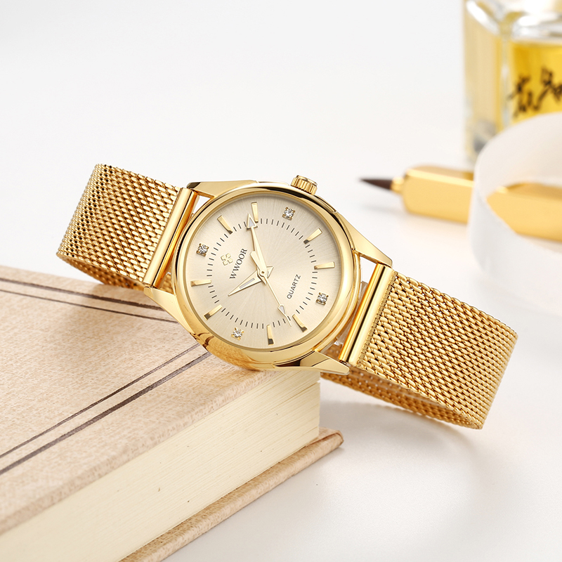 WWOOR Luxury Brand Dress Gold  - Mesh Stainless Strap บทวิจารณ์และราคา
